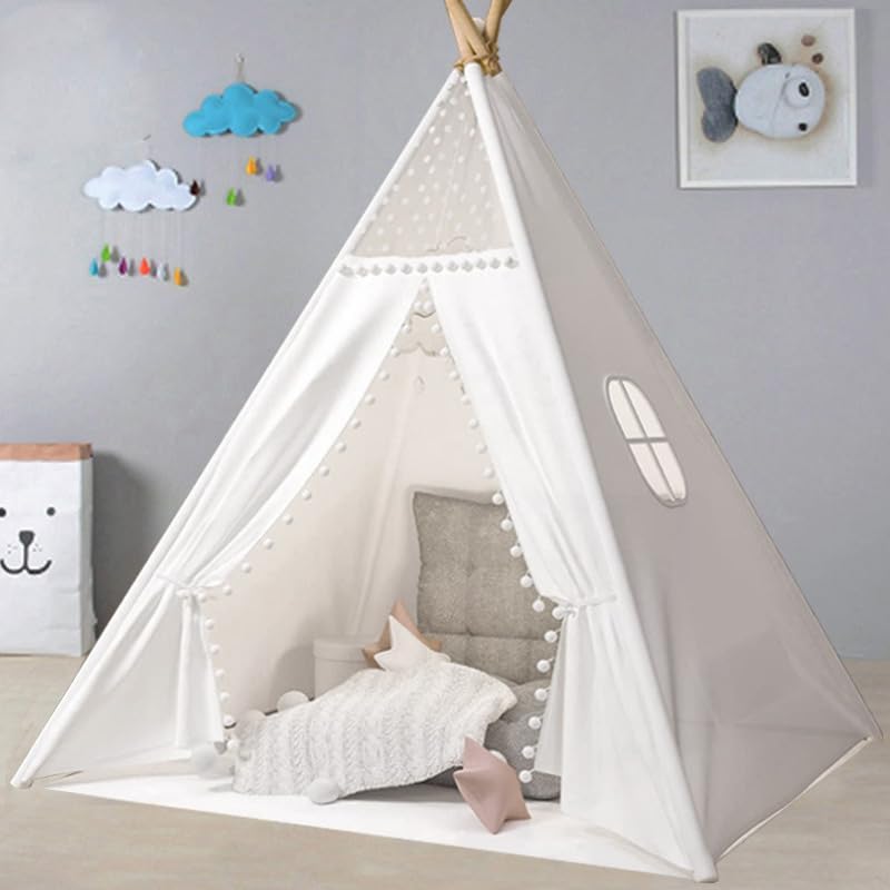 Camiraft Weiss Kinder Tipi Zelt,klassisches indisches Spielzelt für Kinder,Kinderzelte aus Polyester