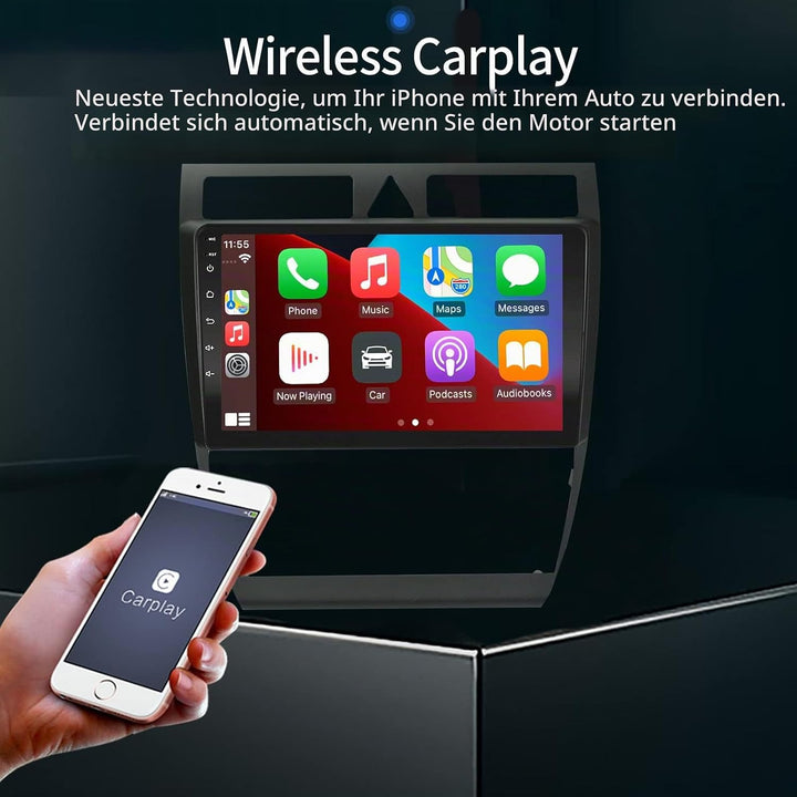 EZoneTronics Carplay Radio Android Auto Radio für Audi A6 C5 1997-2004 S6 1999-2004 mit 9 Zoll Touch