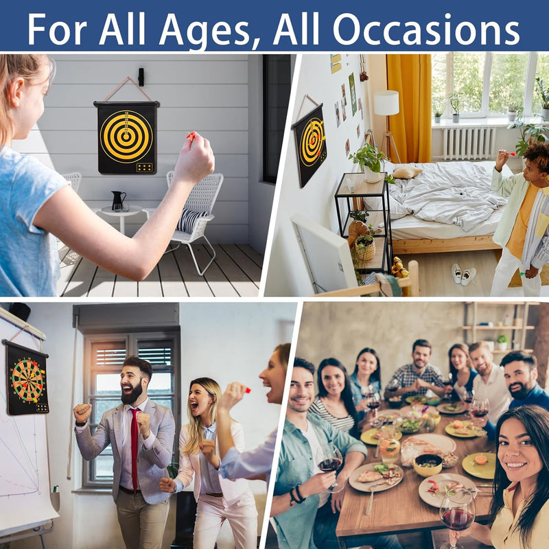 Magnetisch Dartscheibe Kinder mit 12 Sicheren Darts，Doppelseitige Dartboard Geschenke für Kinder 4 5