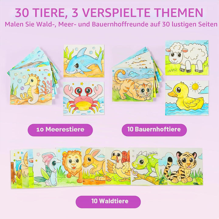 Klever Kits Aquarell-Malsets für Kinder ab 3 Jahren, Malbücher für Kleinkinder, Bastelspielzeug, Geb
