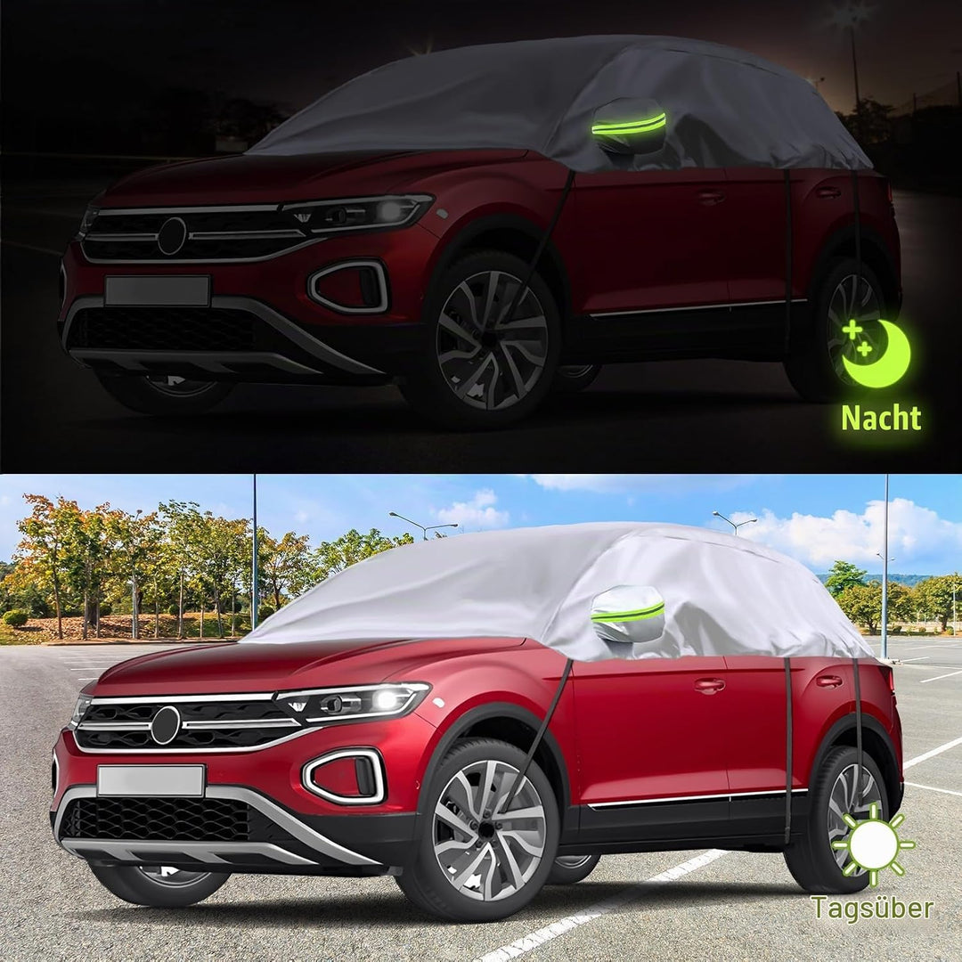 Opaltool Halbgarage für 2017-2023 VW T-ROC, Silberne Massgeschneidertes Autogarage Softtop Halbabdec