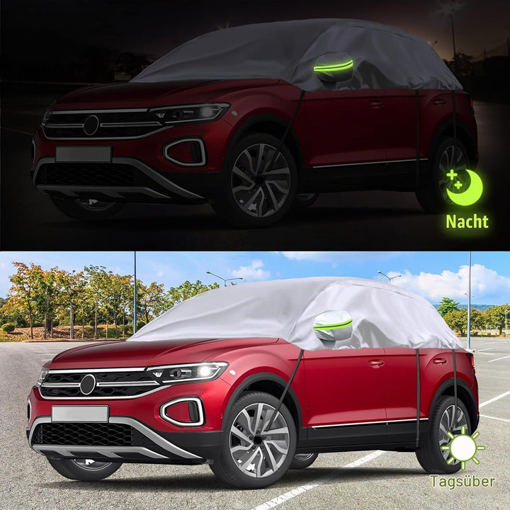 Opaltool Halbgarage für 2017-2023 VW T-ROC, Silberne Massgeschneidertes Autogarage Softtop Halbabdec
