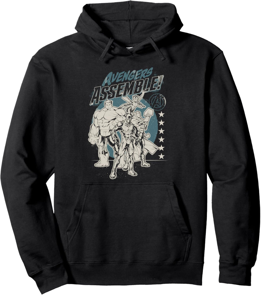 Marvel Avengers Assembled Team Illustrated Dark Pullover Hoodie