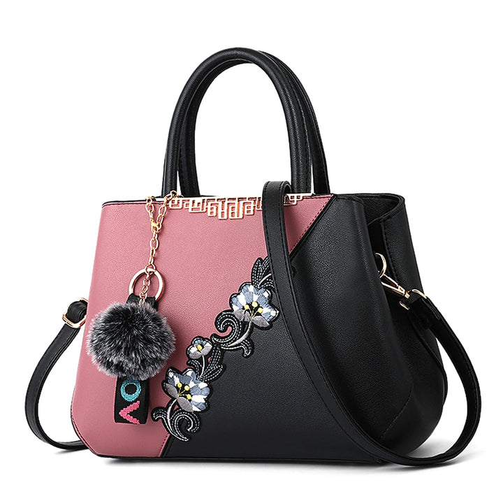 Damen Handtasche Mode Stickdesign Schultertasche Grosse Kapazität Umhängetasche Casual Reise Handtas