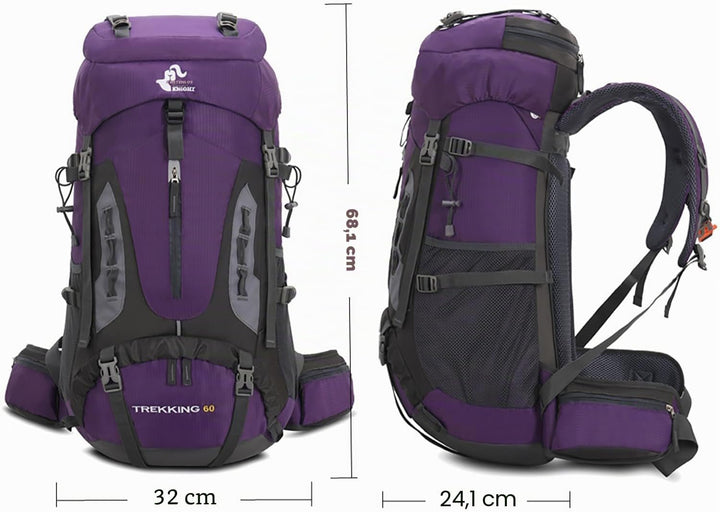 Bseash 60 l wasserdichter leichter Wanderrucksack mit Regenschutz, Outdoor-Sport, Reisen, Tagesrucks