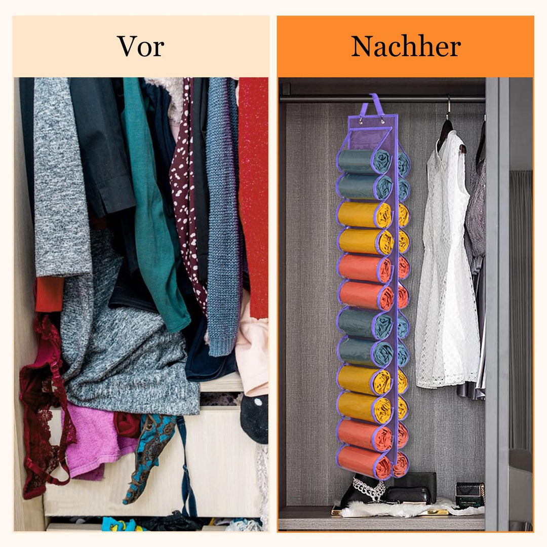 Lirex Leggings Aufbewahrungsbox, Hängender Yoga Leggings Aufbewahrungs Organizer mit 24 Taschen Falt