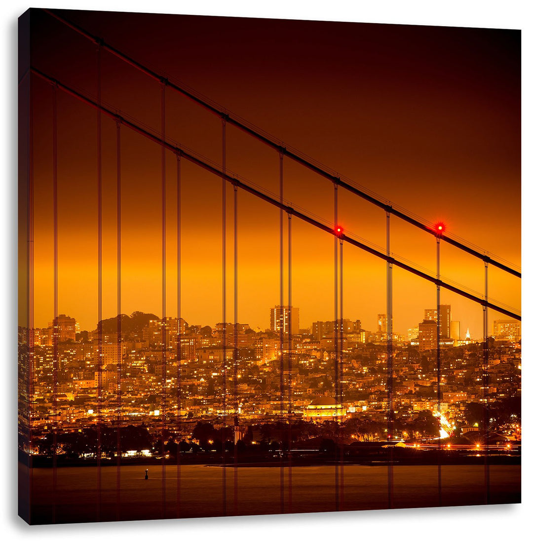 San Francisco Skyline, Format: 70x70 auf Leinwand, XXL riesige Bilder fertig gerahmt mit Keilrahmen,