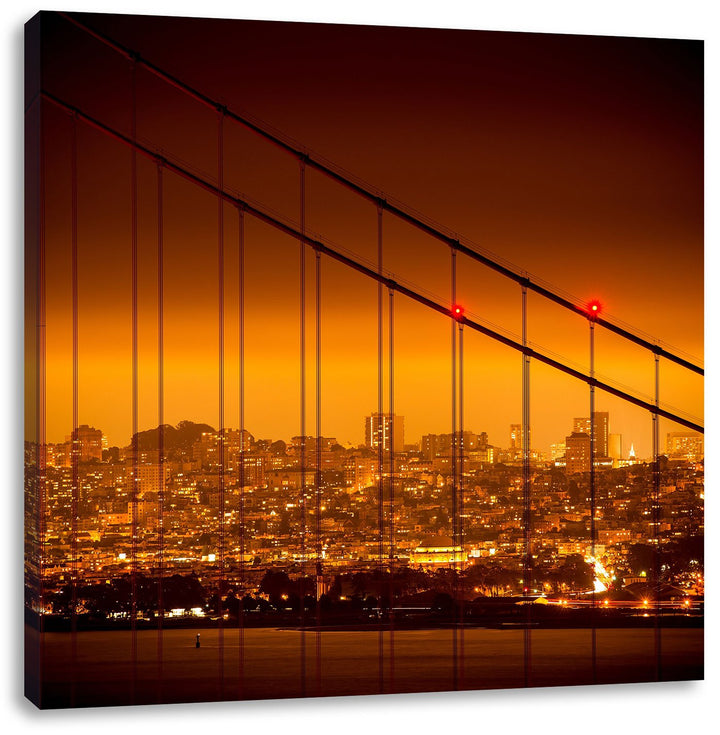 San Francisco Skyline, Format: 70x70 auf Leinwand, XXL riesige Bilder fertig gerahmt mit Keilrahmen,