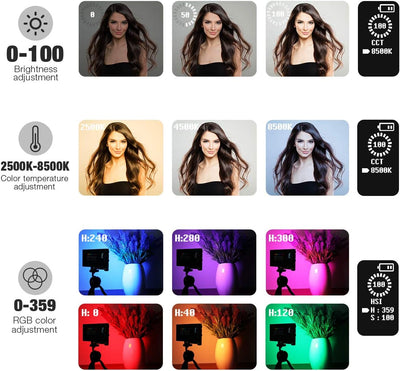Pixel G1s RGB LED Videoleuchte, Eingebaut 12W Akku Video Licht, Volle Farbe und 12 Farblicht, CRI≥97