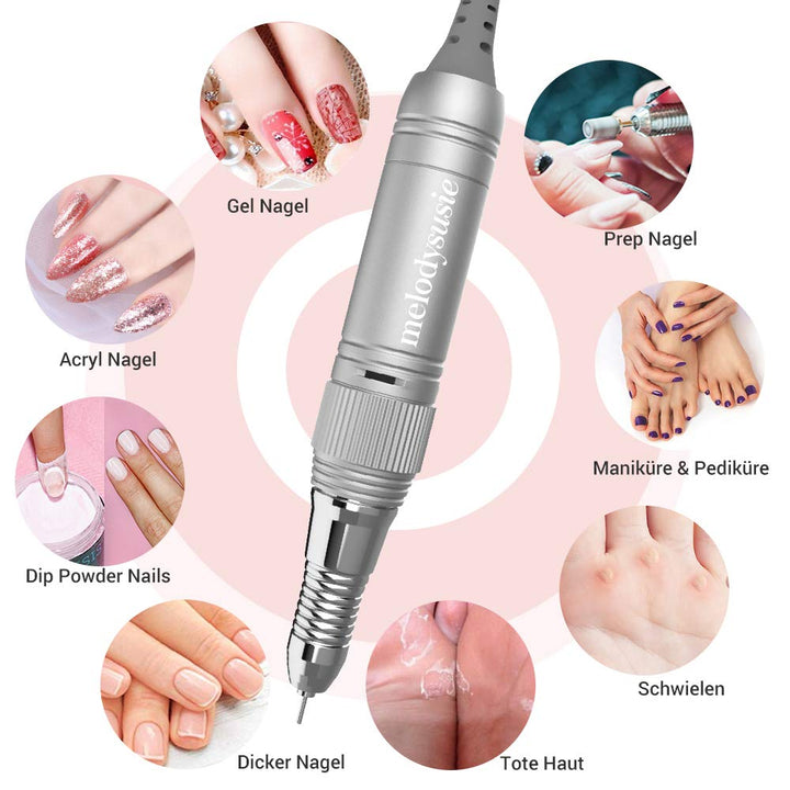 MelodySusie Nagelfräser 30000 U/min Professionelle Elektrische Nagelfeile Maniküre Pediküre Set Geln