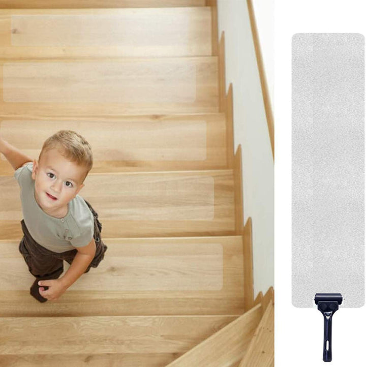 Queta Antirutschstreifen Treppe Set Rutschfest Stufenmatten Transparent Rutsch Streifen Treppenstufe