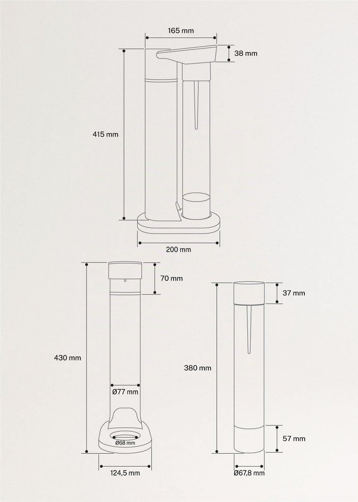 CREATE/SODA MAKER STUDIO/Wassersprudler 1L Sand + Doppelflasche 500ml + 350ml / Keine CO2-Flaschen e