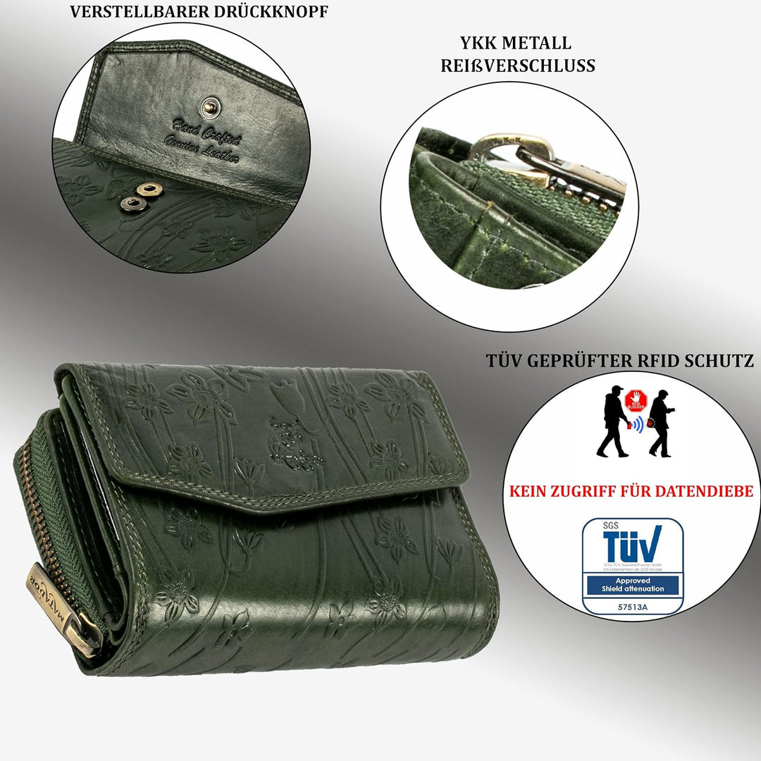 MATADOR RFID Blocker Leder Portemonnaie Damen Gross | Geldbeutel Portmonee Damen mit Geschenk-Box |