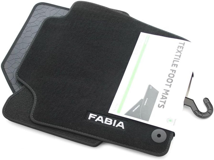 Skoda 6V1061404 Prestige Textil Fussmatten Satz Premium Velours 4X Stoffmatten schwarz mit Fabia Sch
