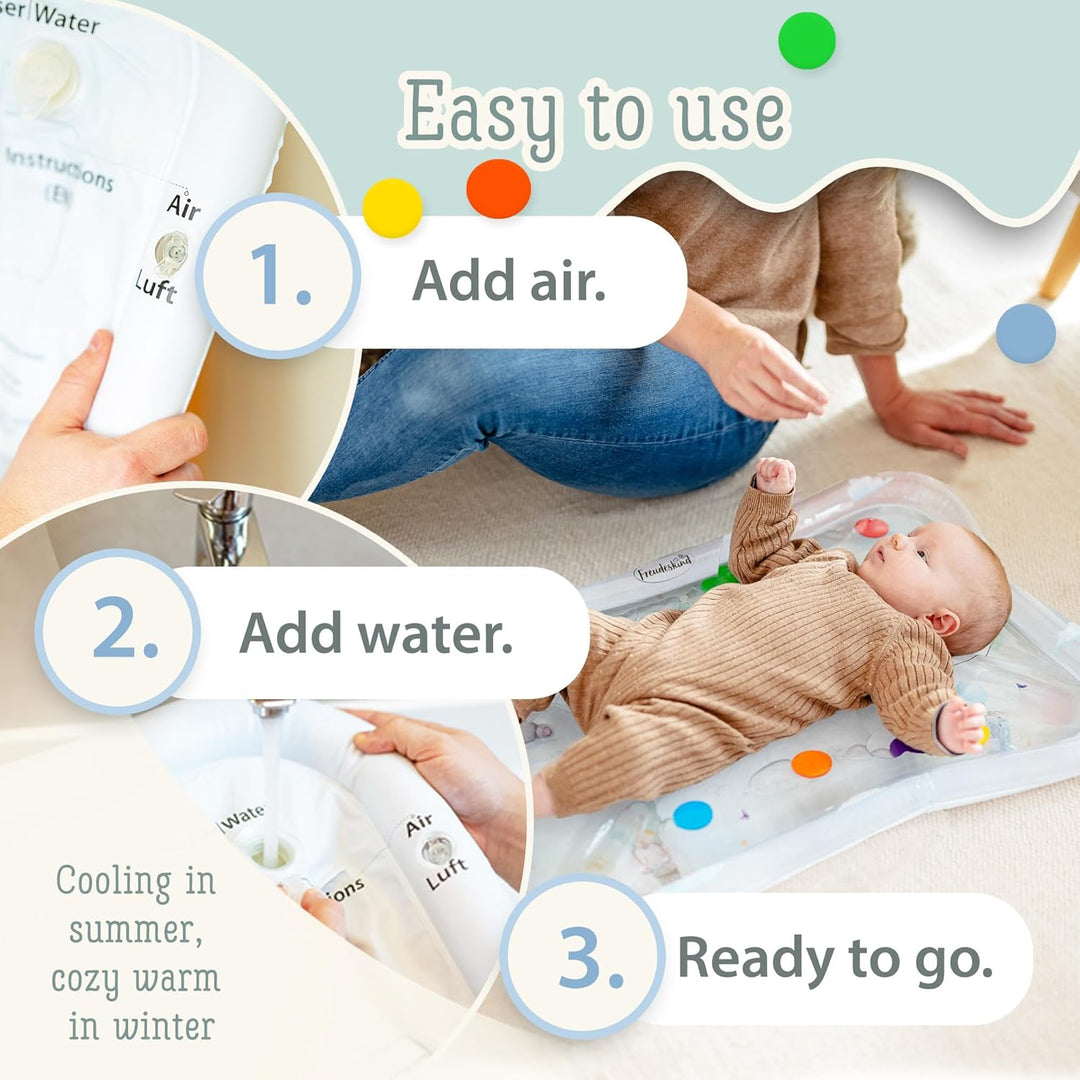 TummyTime Wassermatte by Freudeskind, Baby Wasserspielmatte, 100% Phtalate- & BPA-frei ab 0, 3, 6, o