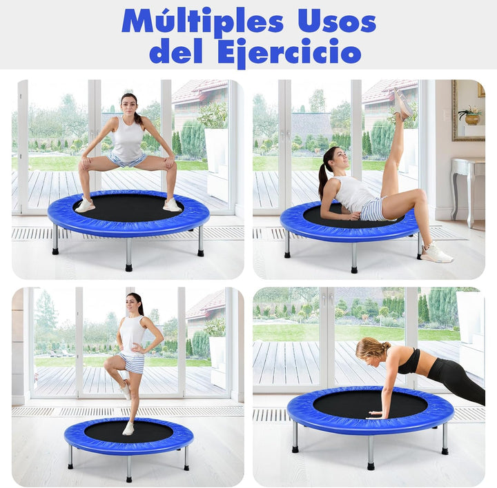GYMAX Ø97 cm Mini Trampolin klappbar, Fitness Trampolin für Erwachsene & Kinder, Gartentrampolin bis