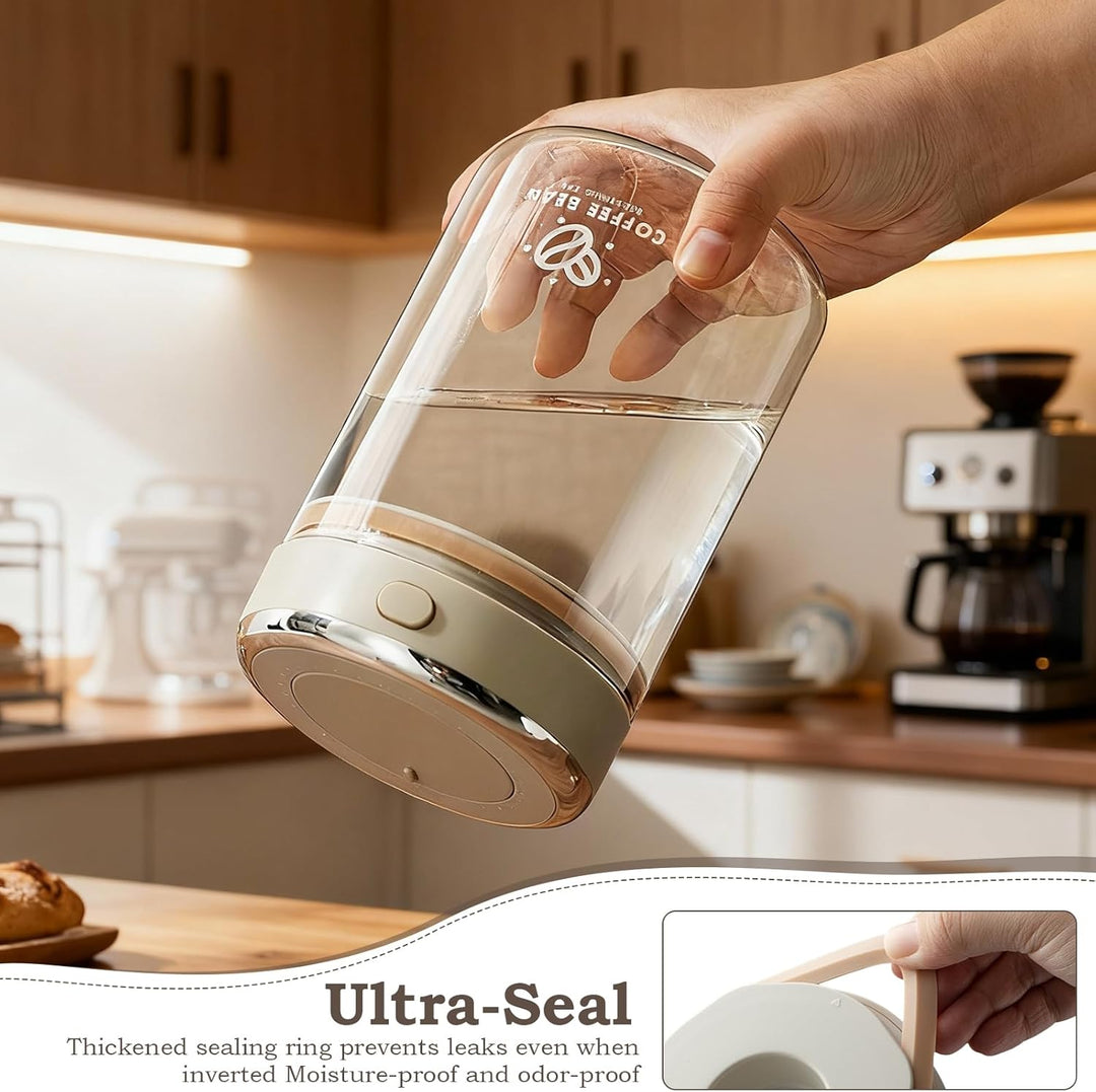 1.7L Kaffeedose Luftdicht Glas, Kaffeebohnen Behälter mit Einwegventil und Datumsanzeige Transparent