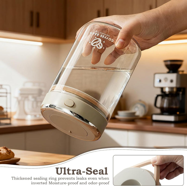 1.7L Kaffeedose Luftdicht Glas, Kaffeebohnen Behälter mit Einwegventil und Datumsanzeige Transparent
