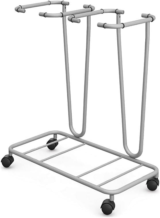 kaiserkraft | Müllsackständer ohne Deckel | für Volumen 2 x 70 l | Fahrgestell | Stahlrohr pulverbes