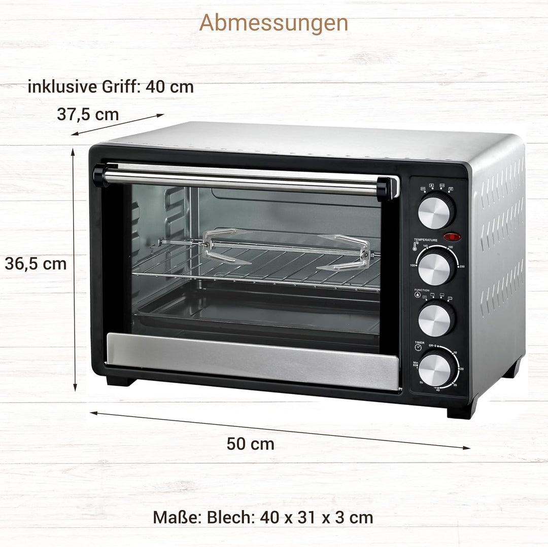 Syntrox 45 l Kleiner Mini Backofen Budisu | Miniofen | Pizzaofen | Pizzabackofen, 2000W, für kleine