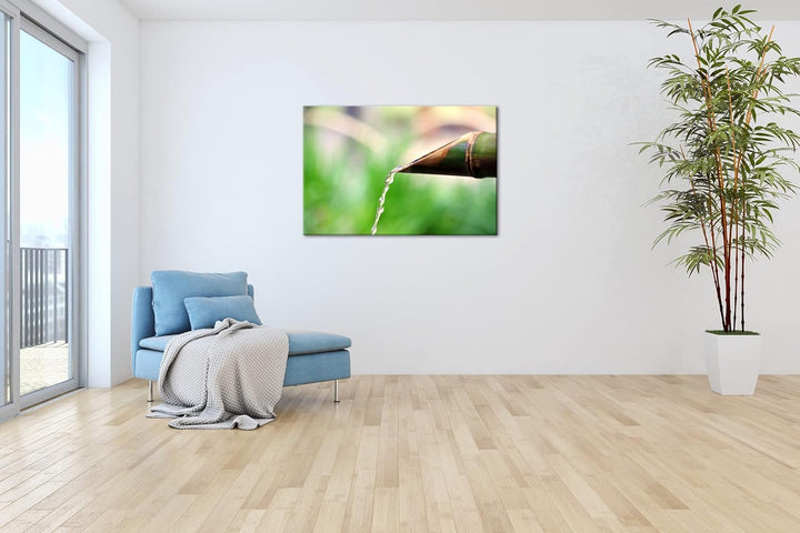 deyoli japanisches Wasserrohr aus Bambus Format: 120x80 als Leinwandbild, Motiv fertig gerahmt auf E