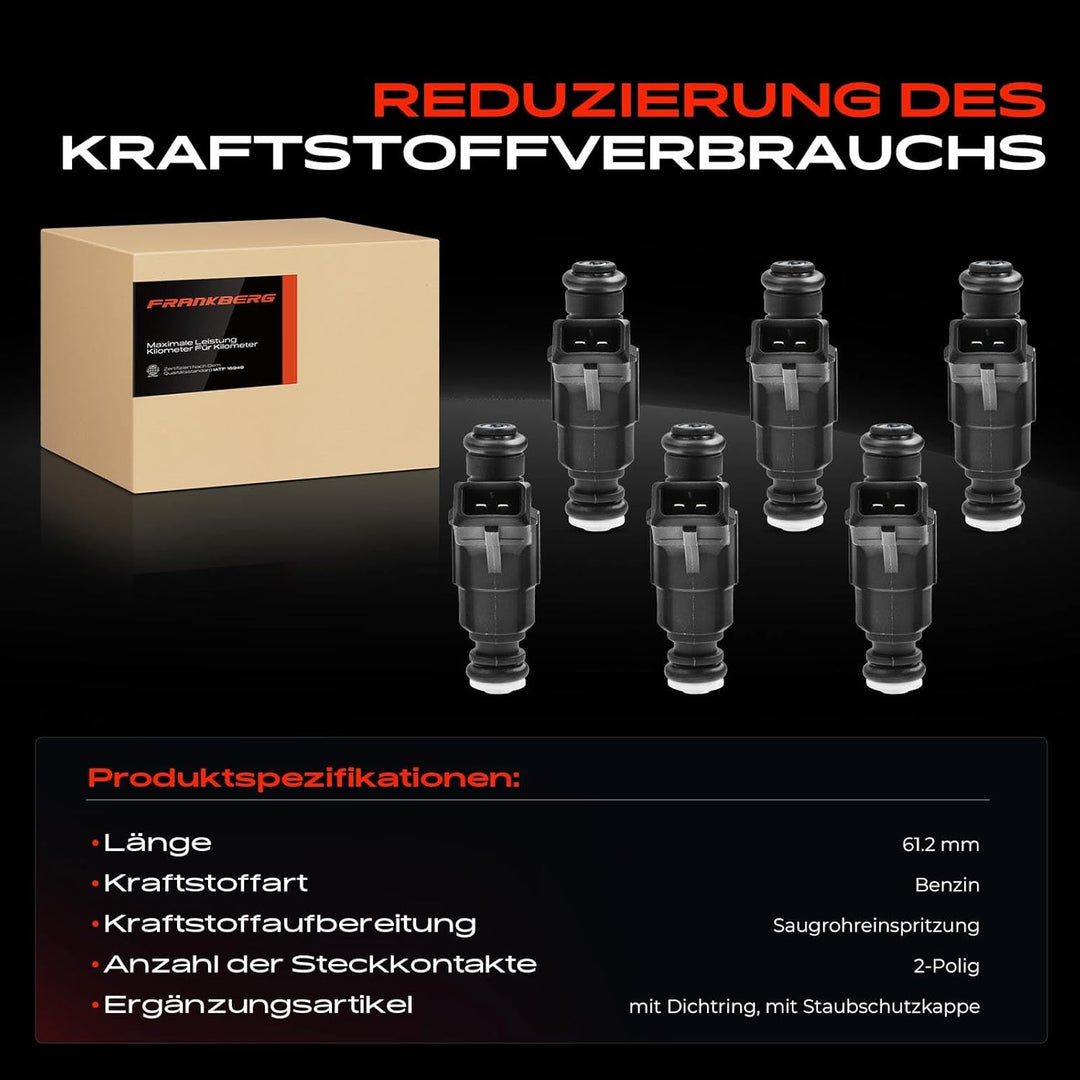Frankberg 6x Einspritzventil Injektor Kompatibel mit A4 8D2 B5 1996-2001 A4 Avant 8D5 B5 1996-2001 A