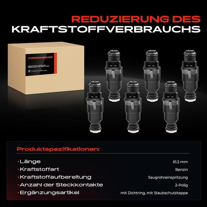 Frankberg 6x Einspritzventil Injektor Kompatibel mit A4 8D2 B5 1996-2001 A4 Avant 8D5 B5 1996-2001 A