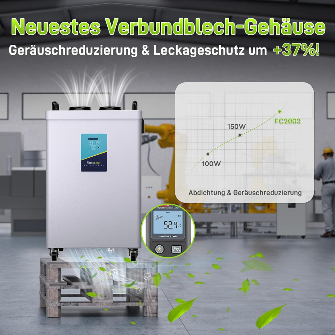 FumeClear FC-2003 Doppel-Rauchabsauger für 20W/30W Lasergravur (Modelle A10, S2, L2, K1, A1, S1), ge