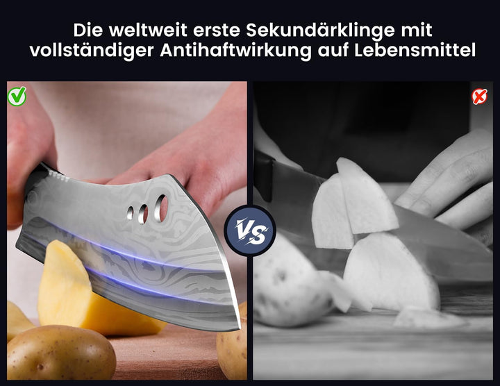 Metzgermesser, Kochmesser mit Kräuterstripper, Japanisches Küchenmesser aus Hochkohlenstoffstahl zum