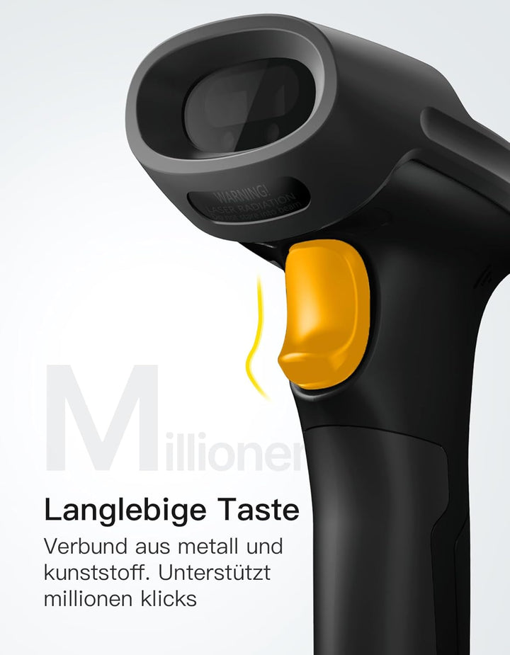 Inateck Barcode Scanner 2D Bluetooth, Kabellose QR Code Scanner, Wireless Handscanner mit AI APP & S