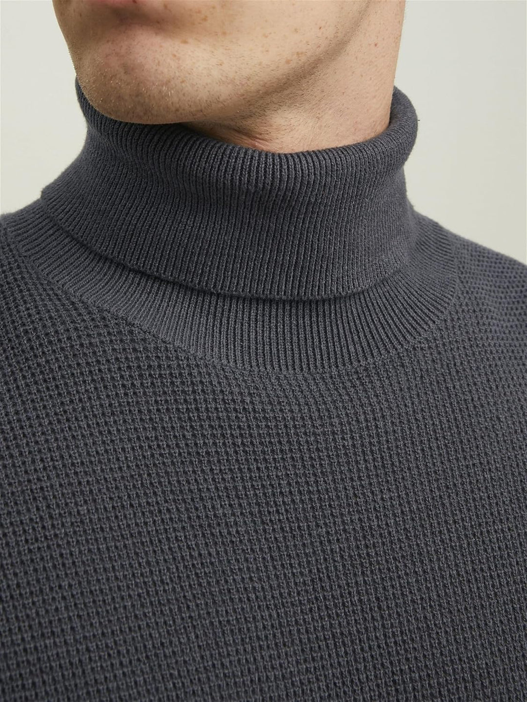JACK & JONES Male Rollkragenpullover Einfarbig Rollkragenpullover L Grau, L Grau