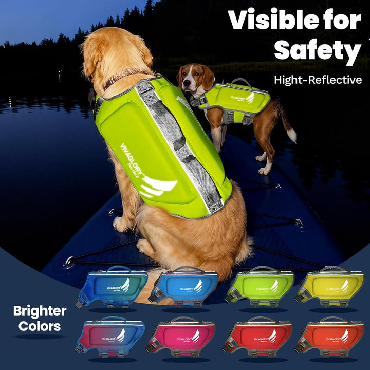 VIVAGLORY Hunde Schwimmweste High Buoyancy Hundeschwimmweste, XL, Neongelb | Rettungswesten Hunde-Sc