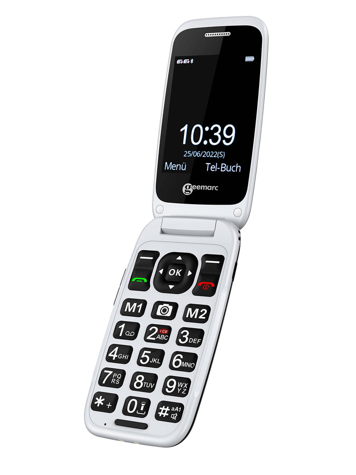 Geemarc CL8700 - Verstärktes 4G Klapphandy mit grossen Tasten, SOS-Funktion und Speichertasten für ä