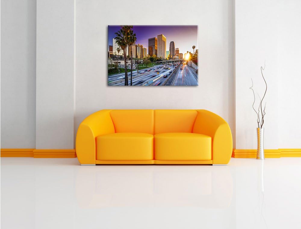 Pixxprint Strassenverkehr in Los Angeles, Format: 100x70 auf Leinwand, 100x70