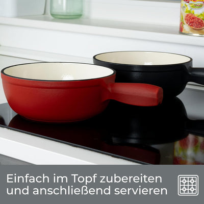 osoltus Fondue-Set für Schokoladen-, Fleisch- oder Käsefondue - Fondue-Topf für 6 Personen - emailli