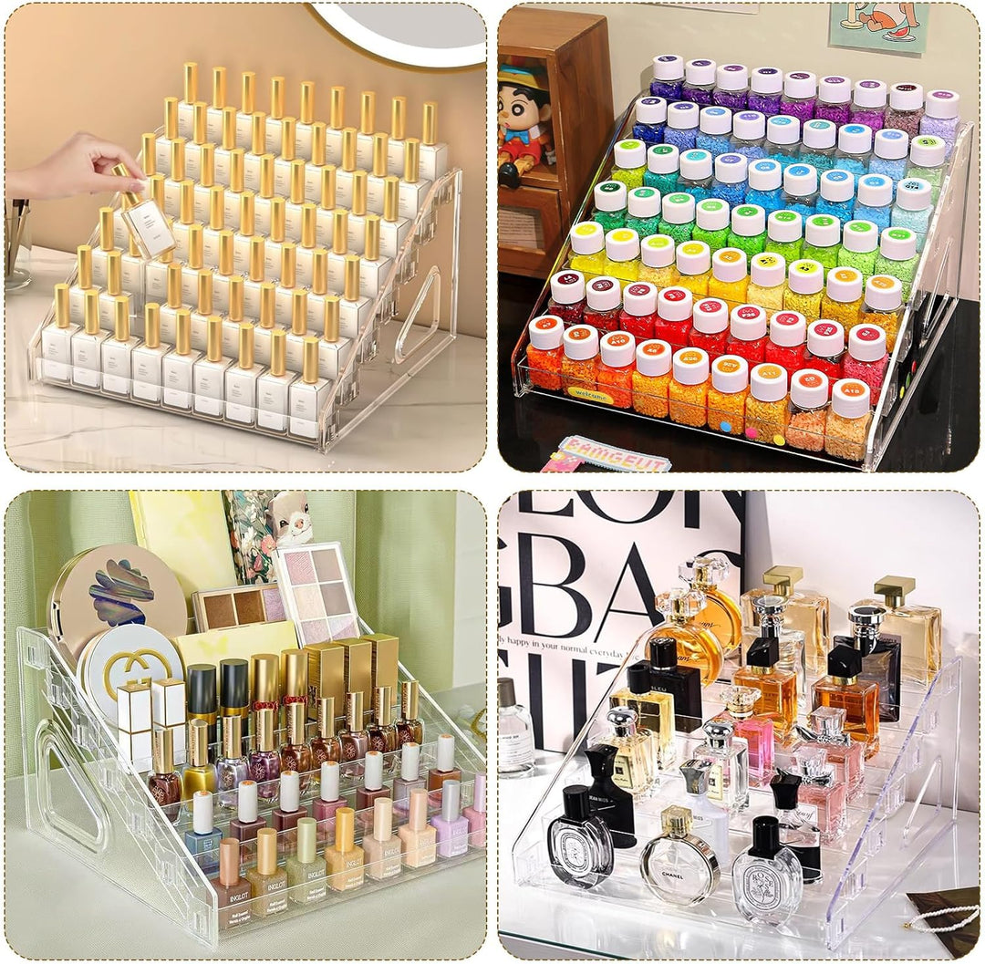 2 Stück 7 Schichten Nagellack Aufbewahrung, Acryl Nagellack Organizer Transparent Lippenstiftständer