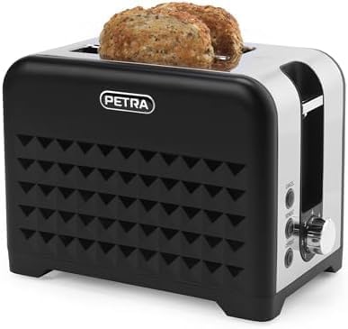 Petra Toaster 2 Scheiben 930W, Toaster mit Brötchenaufsatz & 7 Bräunungsstufen, Brotröster mit Aufta