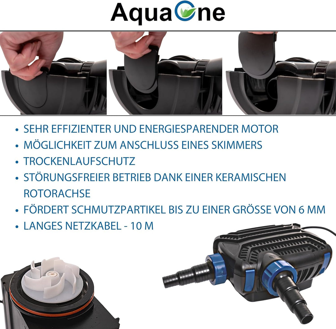 AquaOne Eco Teichpumpe CTF-B 6000 40 Watt 6000l /h I Hochwertige Teichpumpe mit Filter I Spezielle P