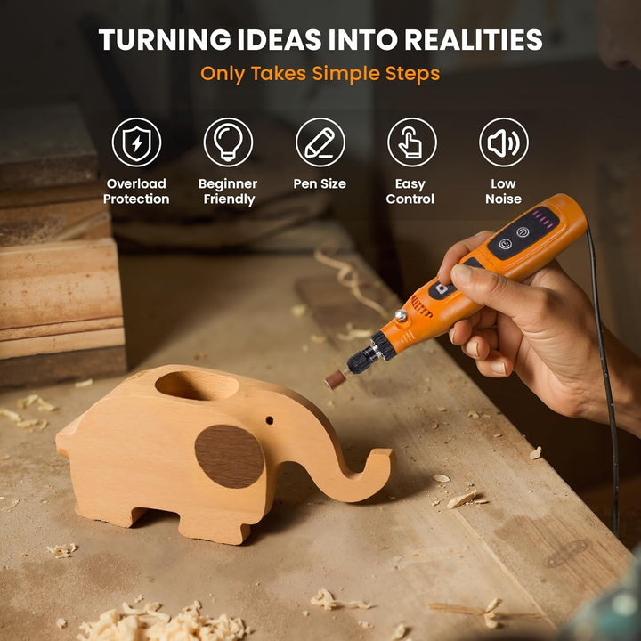 HARDELL Multifunctional Tool Battery 3.7 V, 5 Speed Rotation Tool, Use While Charging (Mini Orange),