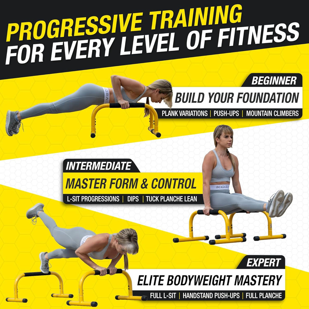 Lebert Fitness Parallettes - Calisthenics Equipment ✓ Dip Station ✓ Push Up Stand Bar ✓ Bodyweight E