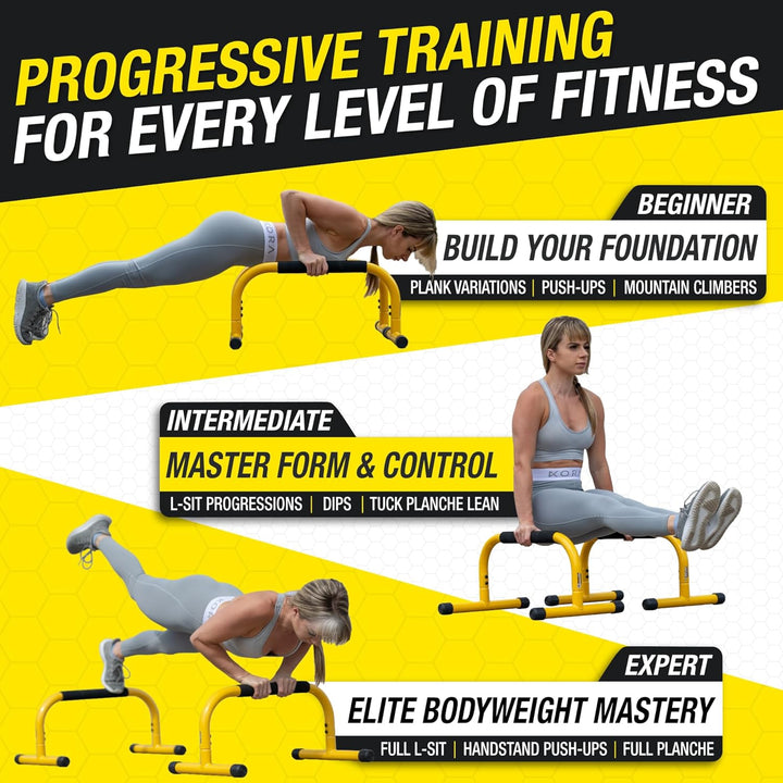Lebert Fitness Parallettes - Calisthenics Equipment ✓ Dip Station ✓ Push Up Stand Bar ✓ Bodyweight E