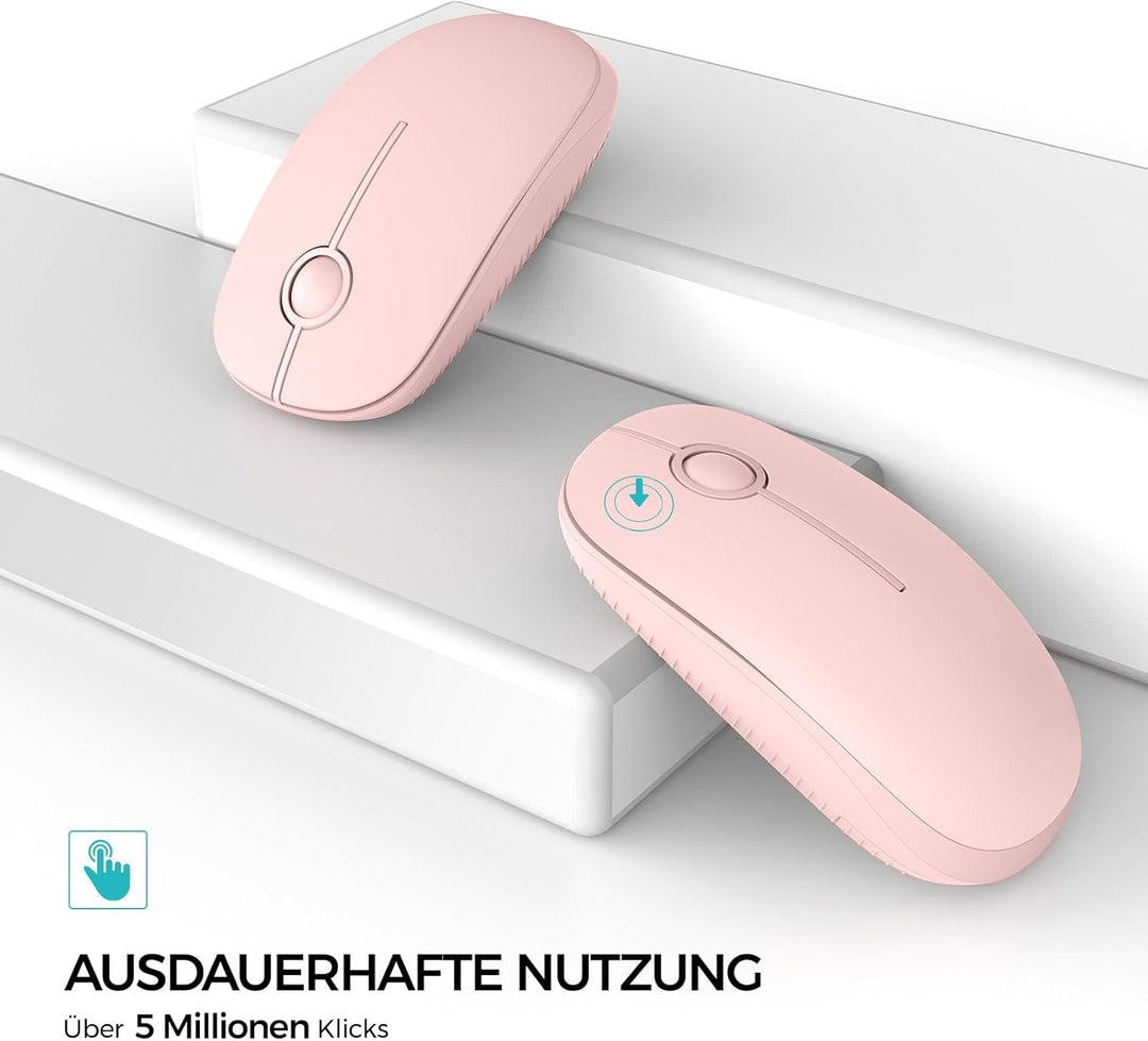 seenda Maus Kabellos, 2,4G Funkmaus mit 1600 DPI für PC/Laptop/Linux, 3 Leise Tasten, Für Links- und