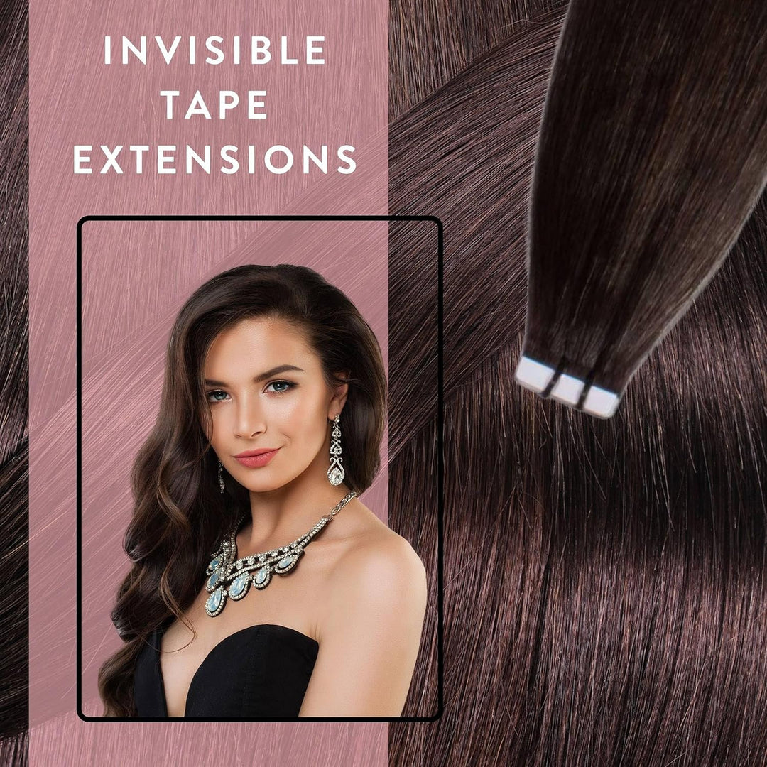 hair2heart Invisible Tape Extensions Echthaar Premium - 10 Tapes 50cm 6/3 dunkelblond gold