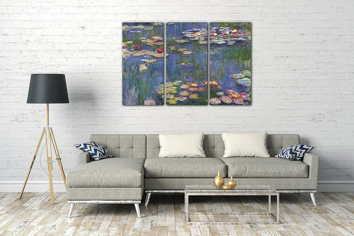 Printed Paintings Leinwand 3-teilig(120x80cm): Claude Monet - Seerosen 120x80 cm (3-teilig ), 120x80