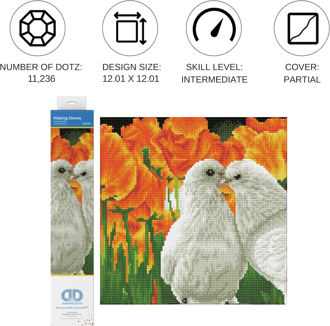 DIAMOND DOTZ DD5.077 - Original 5D Diamond Painting Set Küssende Tauben, Kreativset mit 11.236 Diama