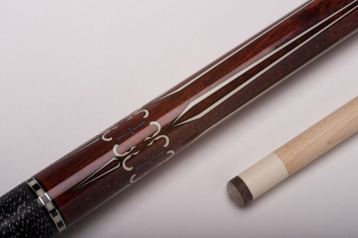 MIT MF1-017 Billard-Queue für Poolbillard, 2-teilig, mit Klebeleder, Vollholz-Oberteil, Leinen-Griff