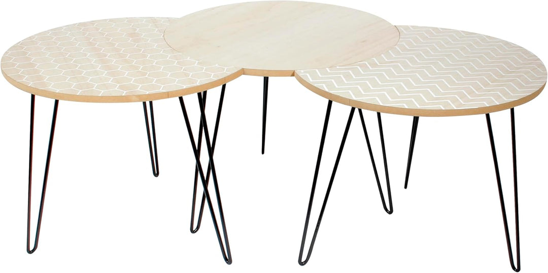 Home Deco Factory Tabelle, Holz, Metall, Beige/Weiss, Einheitsgrösse Einheitsgrösse Beige / Weiss, E