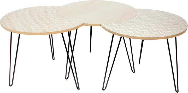 Home Deco Factory Tabelle, Holz, Metall, Beige/Weiss, Einheitsgrösse Einheitsgrösse Beige / Weiss, E