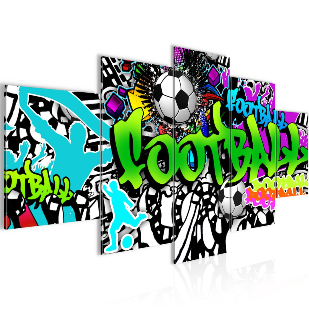 Runa Art Wandbilder Fussball Graffiti 5 Teilig Bild auf Vlies Leinwand Deko Loft Wohnzimmer Street A