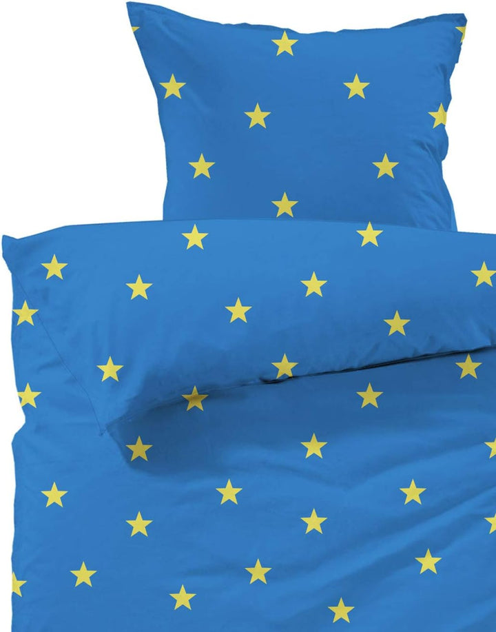 Lavea Kinderbettwäsche Set - Linus Kids 100 x 135cm + 40 x 60cm. Design: Sterne - Farbe: Blau 100% B